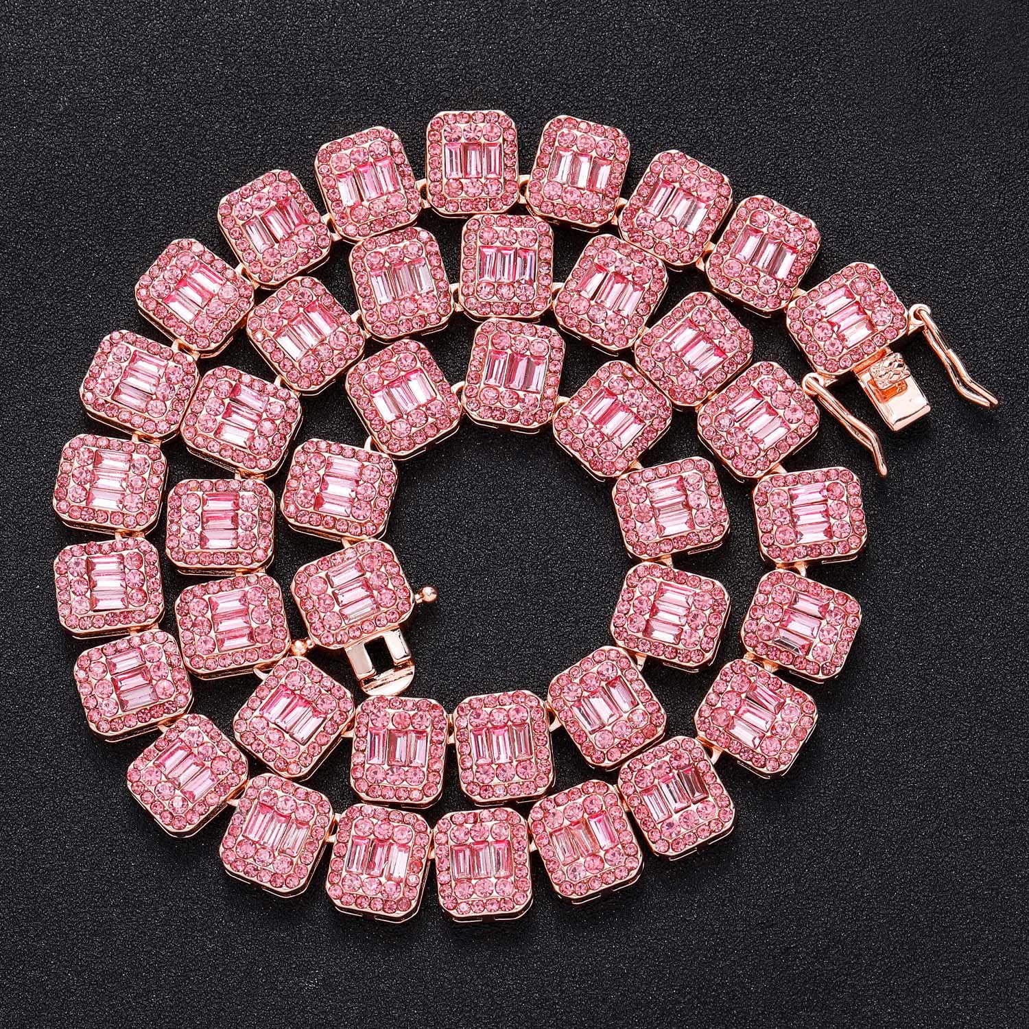 thumbnail image 1 of Collar de hip hop con diamantes cuadrados de 13 mm y diamantes redondos, cadena cubana con diamantes completos, collar para hombre, 1 of 6