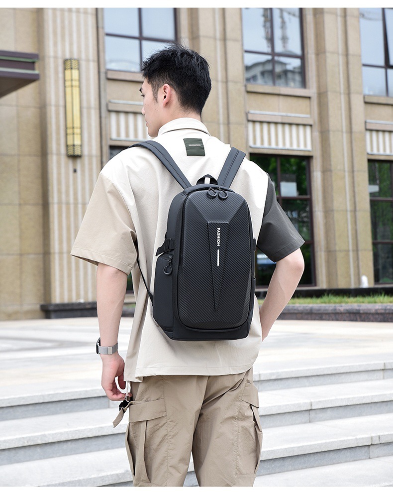 Cross-border hard-shell men's large-capacity backpacks, water-repellent cycling motorcycle backpacks, anti-collision business computer bags undefined