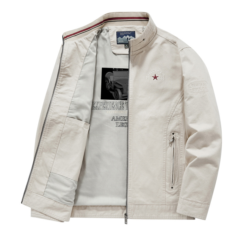 Primavera y otoño para hombres de mediana edad montaña algodón chaqueta casual función al aire libre nuevo abrigo de cuello vertical chaqueta de manga larga chaqueta