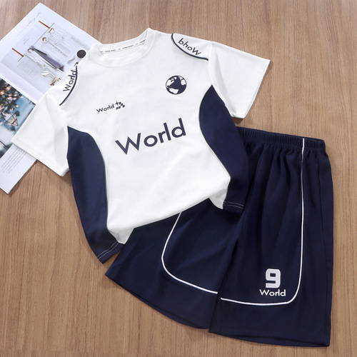 Children's short-sleeved suit casual T-shirt sportswear quick-drying clothes boys summer new T-shirt shorts two-piece set children's clothing