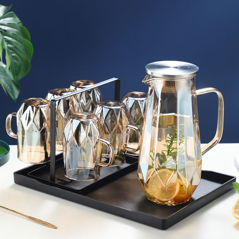 Jarra de agua fría de vidrio de gran capacidad, con asa, resistente al calor