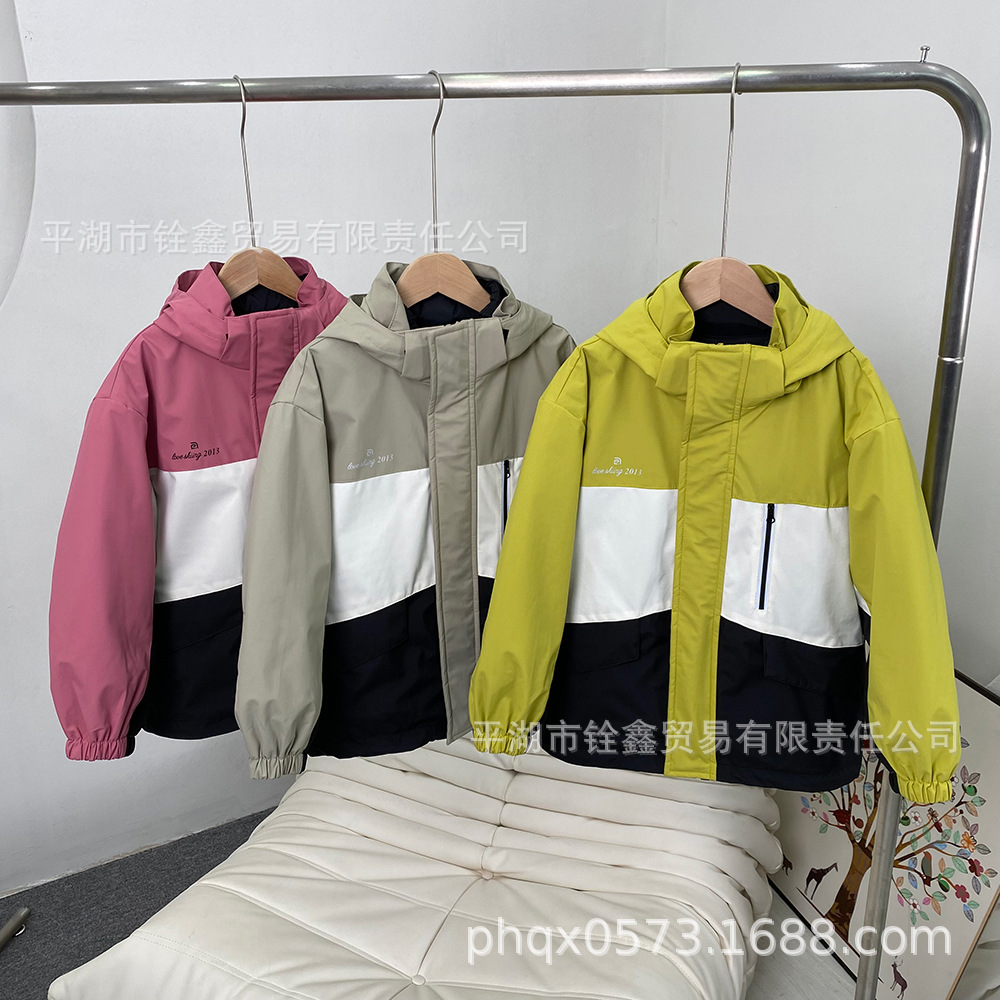 (2개) 어린이 3 대 1 다운 충전 의류 두꺼운 소년 소녀 중 · 대형 어린이 스키 세트 90 벨벳 야외 방풍 및 방수