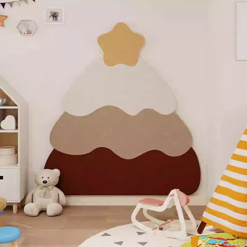 子供部屋の壁の装飾 3D 立体パンチフリーケーキツリー壁ステッカーフェルト写真壁写真ディスプレイビジョンボード|undefined