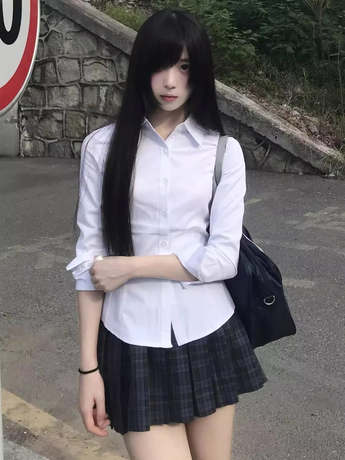White Waist-Cinching Long-Sleeve Blouse, 2026 Spring College Style Jk Uniform, Slim-Fit Formal Top, Slimming Shirt