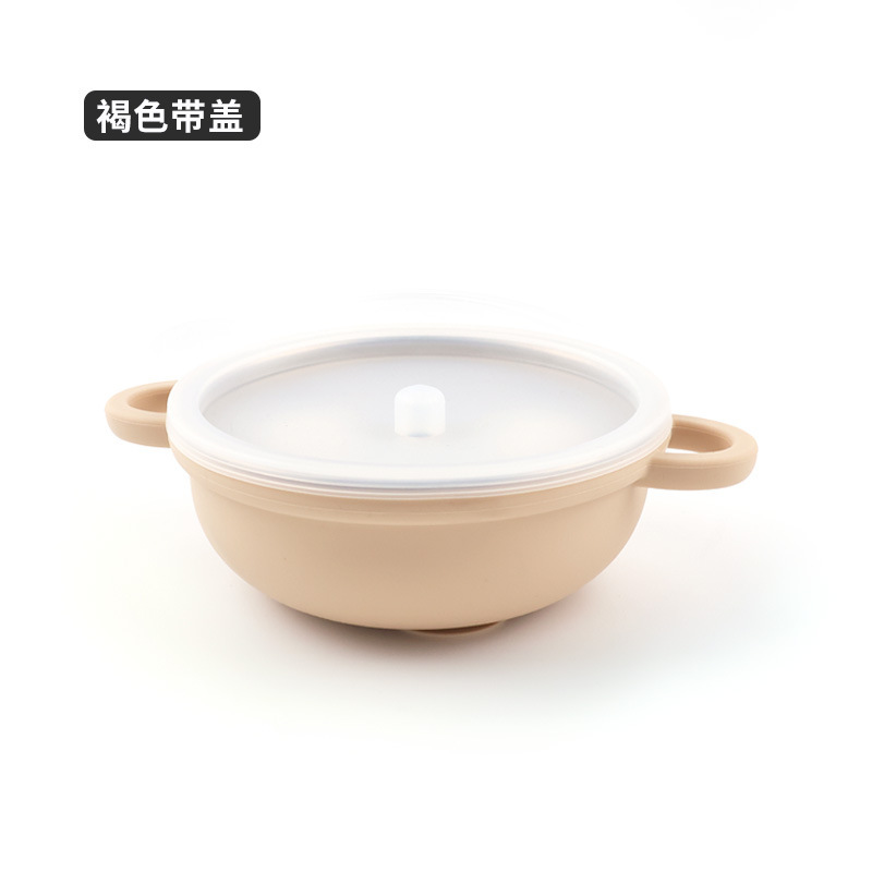 シリコン製両耳付きボウル、304ステンレス鋼製内側、子供用食器、落下防止、火傷防止、吸盤付き、ベビーライスシリアル、補助食|undefined