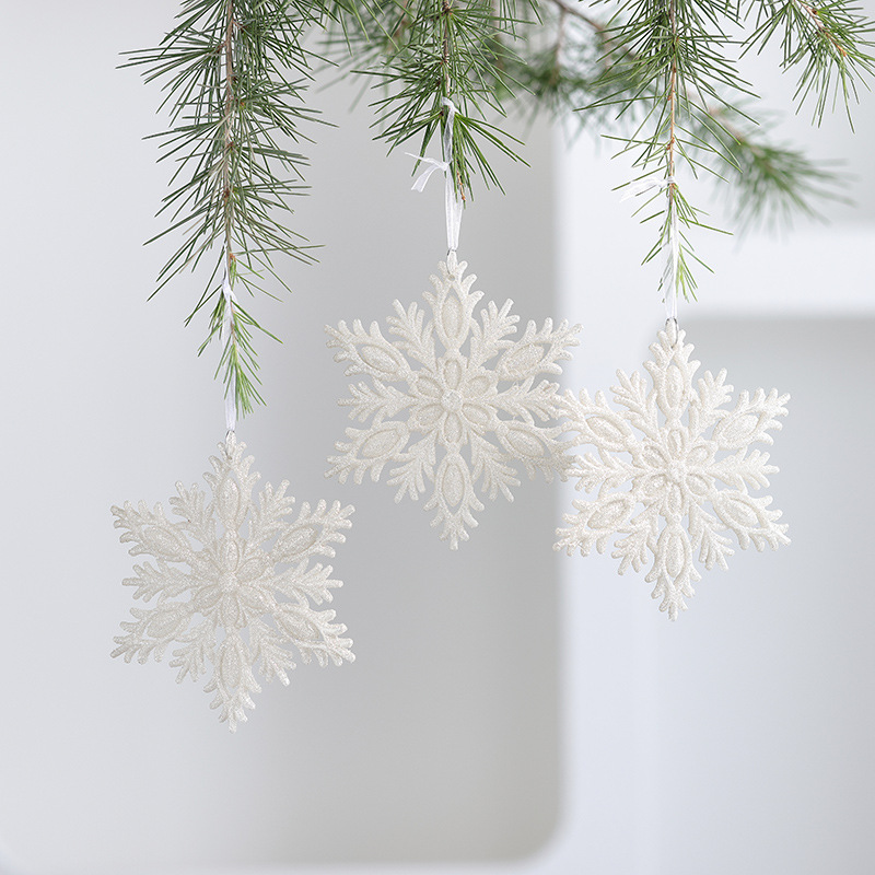 Colgante acrílico blanco polvo brillante colgante de Navidad pequeña estrella explosiva instrumento pequeño colgante de nieve decoración de Navidad