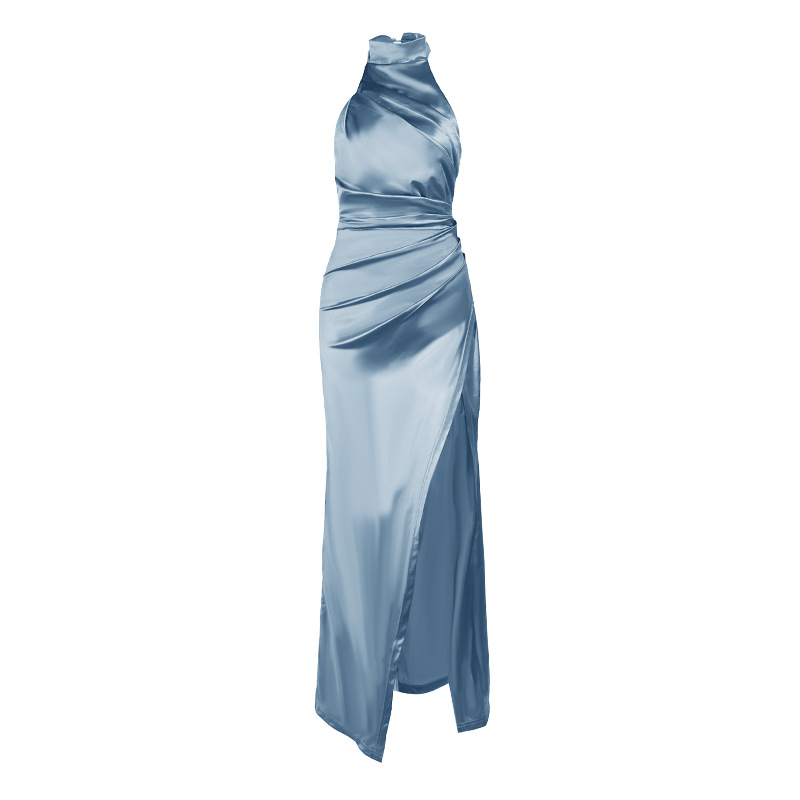 245g Weight Maxi Long Dress Dress Length Type Sleeveless Sleeve Length Slit Dress, Party Dress Dresses Type Spandex, Polyester Fabric Type High Waist Waist Line Banquet, Cocktail Party Occasion Standing Collar Neckline Slim Fit Type Solid Color Pattern Summer, Spring, Autumn Season Women's Gender Elegant, Sexy Style Wholesale Women's Elegant Sexy Solid Color Banquet Cocktail Party Standing Collar Sleeveless Slit Dress Party Dress 33