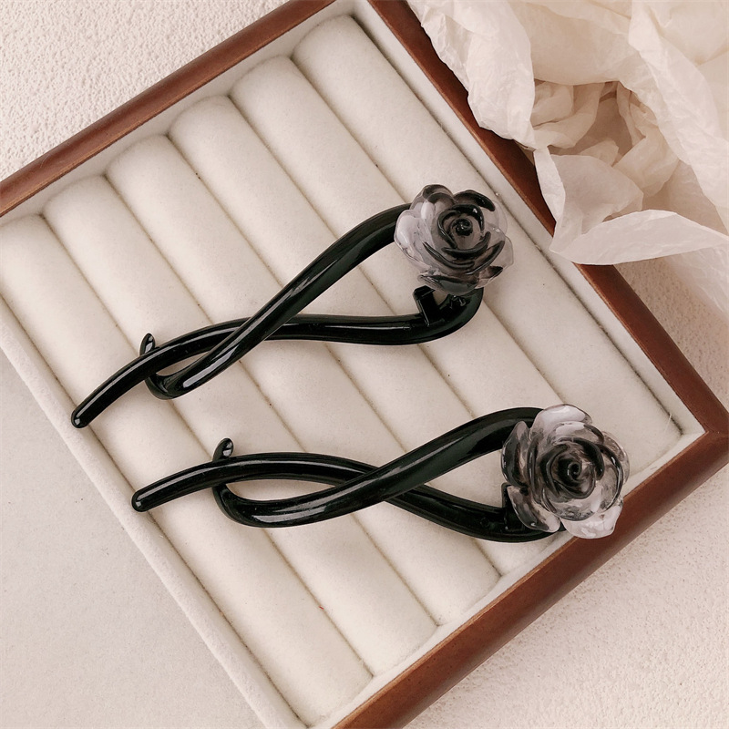 Nuevo estilo chino tinta flor torsión clip de cabello de brazo de cabello dispositivo de cabello detrás de la cabeza más clip de cabello de mitad de brazo