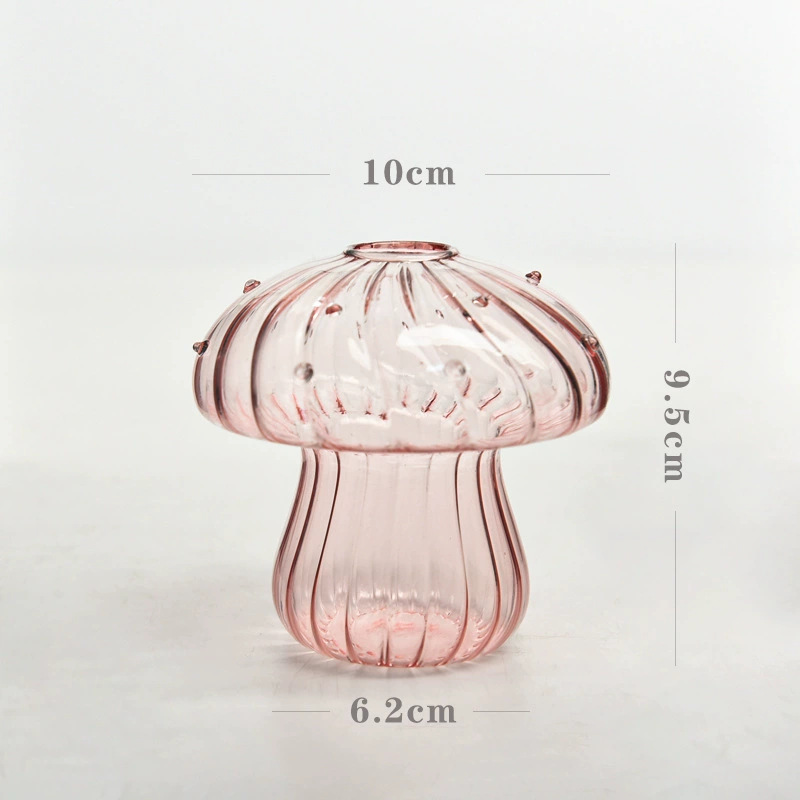 Florero de vidrio de hongo de color creativo, botella de aromaterapia, florero hidropónico de vidrio de color transparente, decoración del hogar de estilo moderno