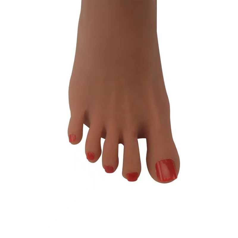 Foot-Shaped TPE Manual Masturbator Cup, Wheat-Tone Foot Model with Red Nail Detail — detail image 7