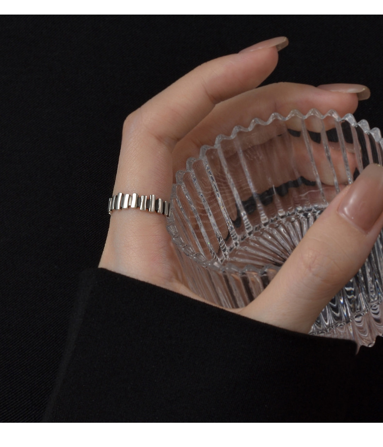 Antique Style Thai Silver Vertical Stripe Adjustable Bracelet_voghion.com