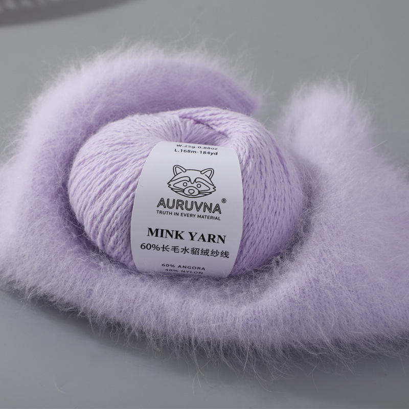 High-Proportion 60% Long-Haired Mink Yarn Auruvna, a Popular Foreign Trade Item, Angolan Coarse Rabbit Fur Hand-Knitting Yarn High-Proportion 60% Long-Haired Mink Yarn Auruvna, a Popular Foreign Trade Item, Angolan Coarse Rabbit Fur Hand-Knitting Yarn