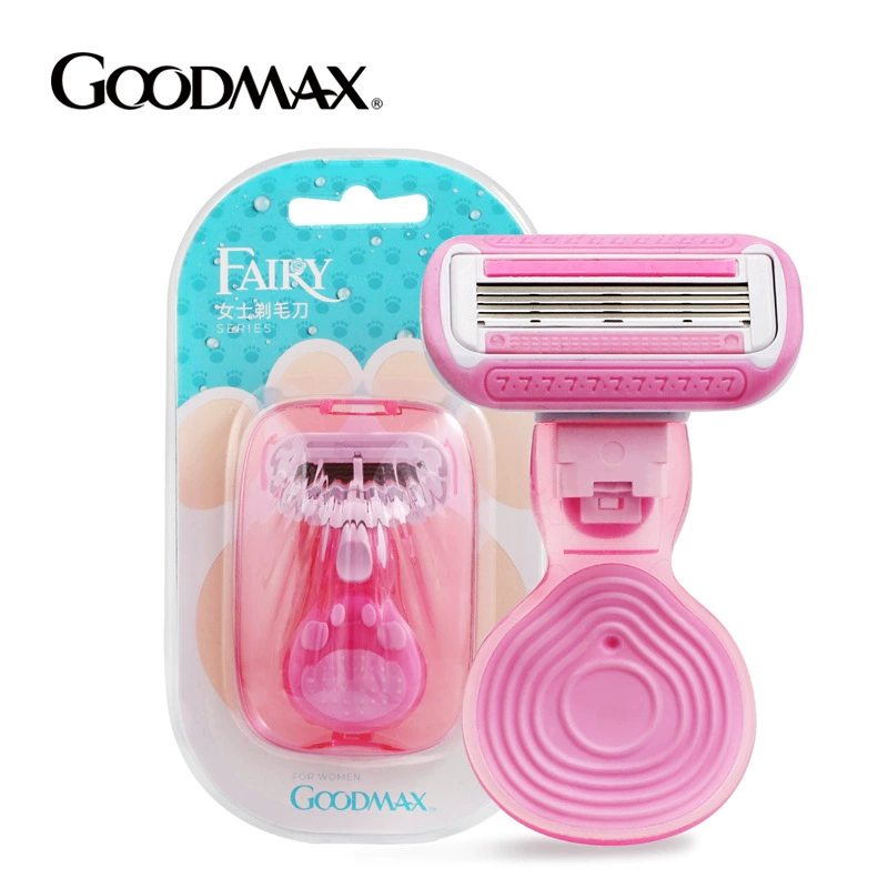 Женская бритва GOODMAX Ms Shake — компактная ручная бритва с защитной крышкой, легкий вес 38 г