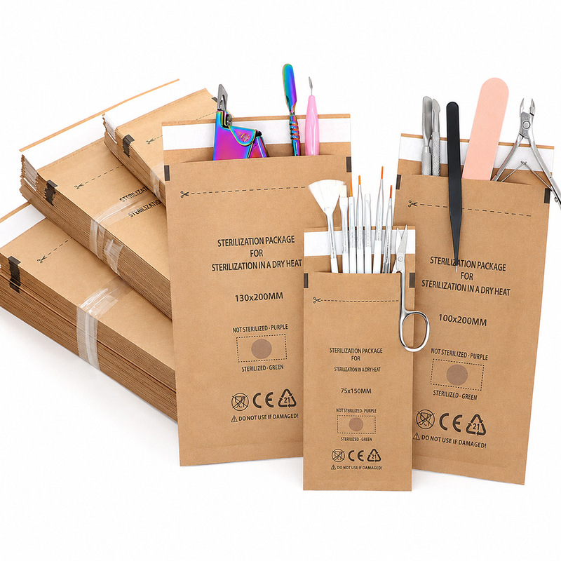 Self-Sealing Sterilization Bags, Nail Tool Disinfection Bags, Disposable Kraft Paper Self-Sealing Bags, High Temperature Sterilization Dry Heat Sterilization Bags Self-Sealing Sterilization Bags, Nail Tool Disinfection Bags, Disposable Kraft Paper Self-Sealing Bags, High Temperature Sterilization Dry Heat Sterilization Bags