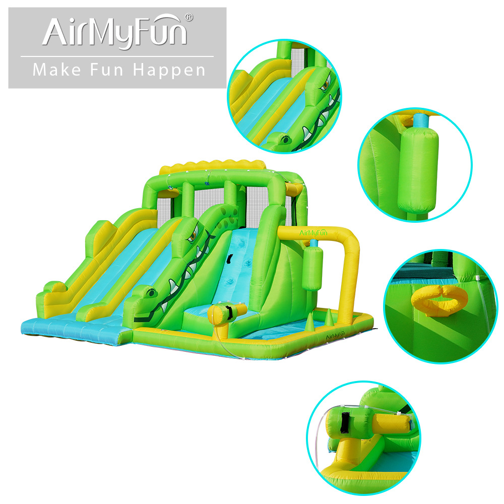 AMF | Castillo de rociado de agua para niños Casa pequeña tobogán inflable fiesta interior rociado de agua parque infantil castillo inflable