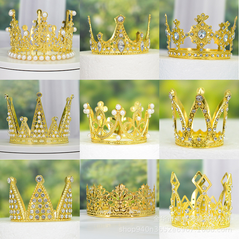 Bouquet Crown Accessories Metal Cake Crown Ornaments Gold Silver Rose Gold Three Colors Can Be Mixed and Matched Diamond Decorations