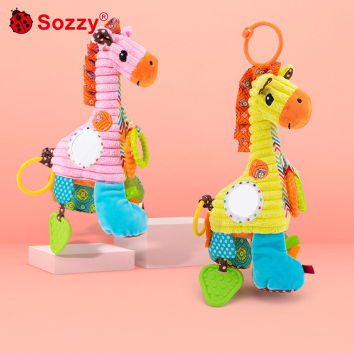Sozzy Seahorse Giraffe Ring Baby Music Box Lathe Hanging Music Plush Baby Soothing Toy