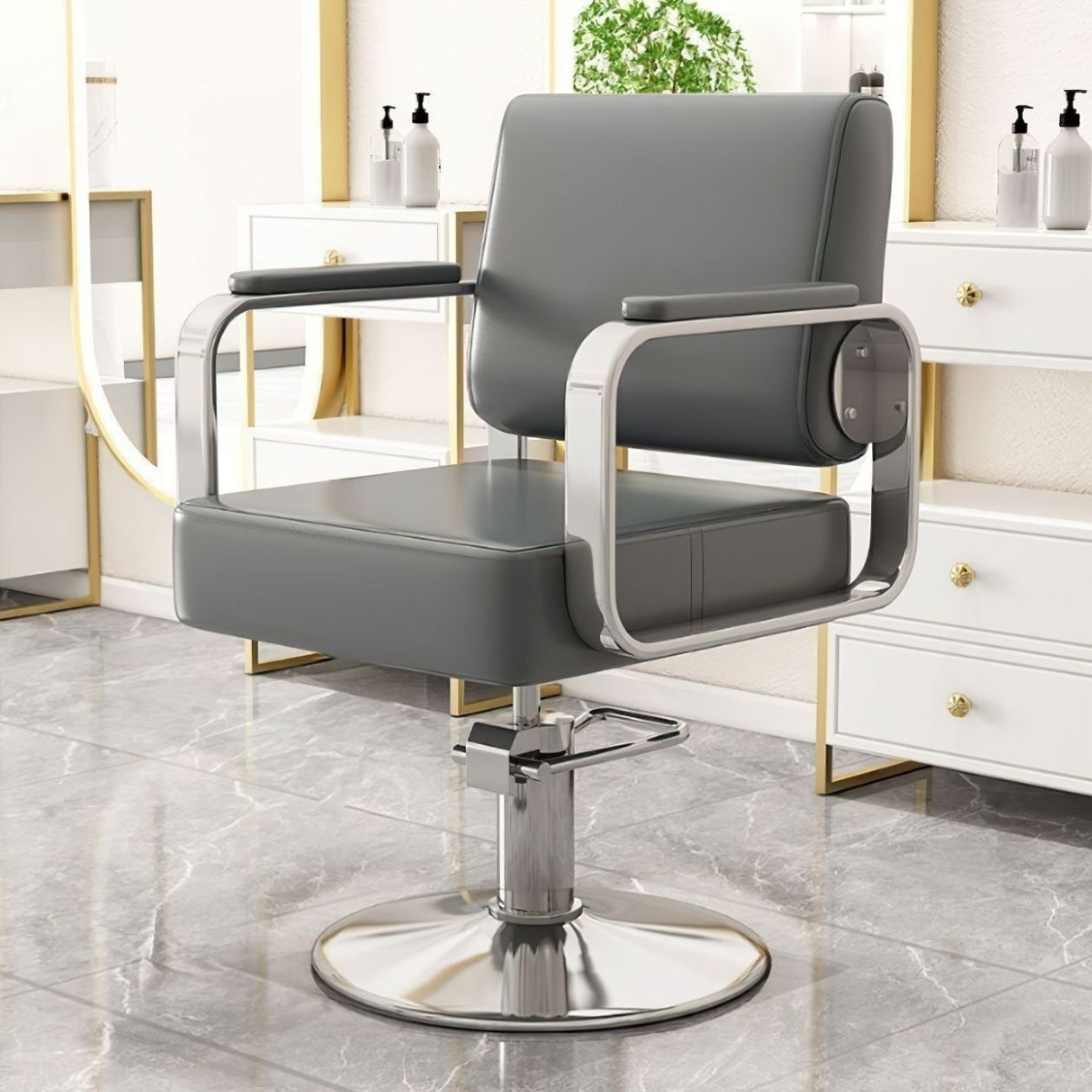 La peluquería se puede colocar especialmente en la silla de corte de pelo, la peluquería puede levantar y girar la silla de peluquería, la peluquería se puede teñir y raspar la silla.