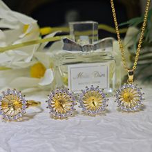 DIY珍珠配件托梵家向日葵太阳花项链吊坠饰品项链太阳花耳钉批发