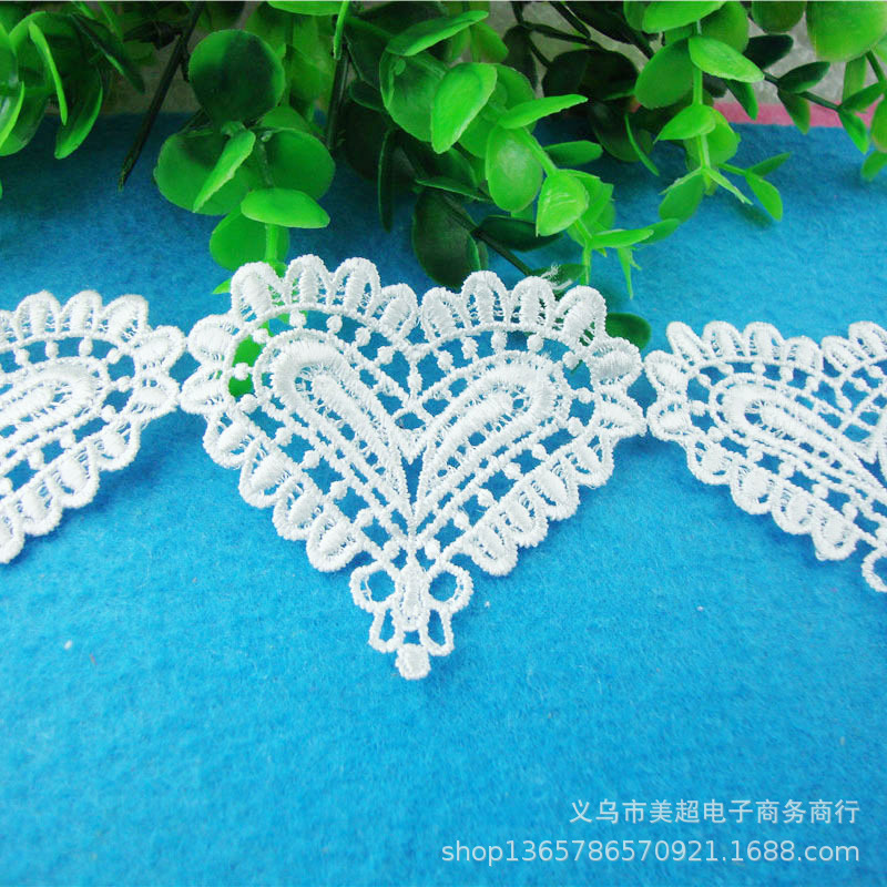 厂家直发桃心水溶刺绣花边 童装女装袖口手工辅料7cm发饰