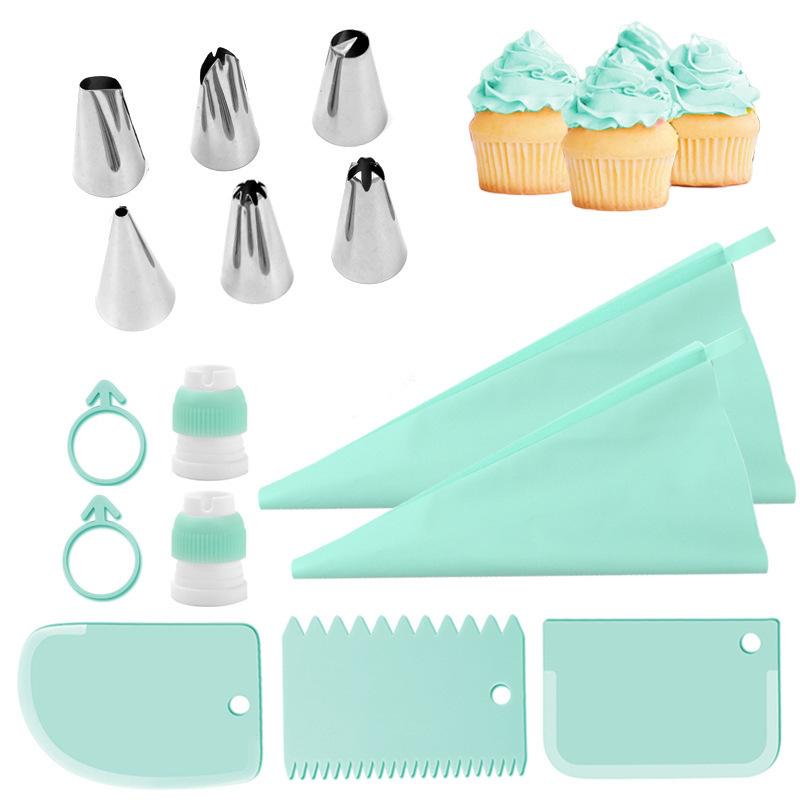 Juego de boquillas de acero inoxidable para decoración de pasteles, herramientas para glaseado, boquilla para crema, bolsa de glaseado de EVA, engrosada