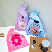 新款针织手提包上班通勤包女手提袋条纹托特包大容量百搭水桶包包