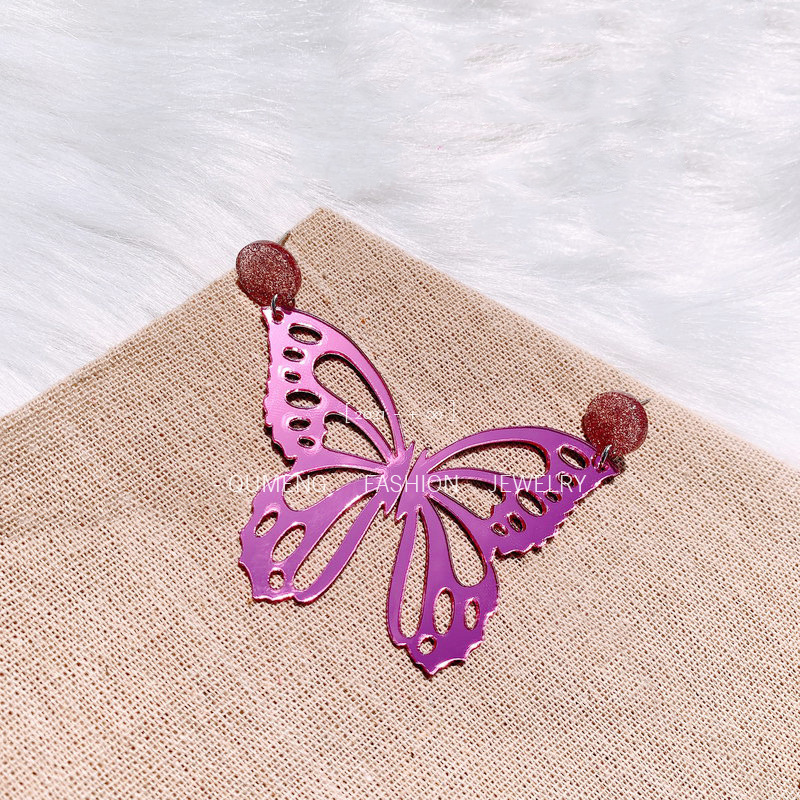 Fashion Acrylic New Earrings Left And Right Separated Butterfly Wings Hollow Earrings display picture 3