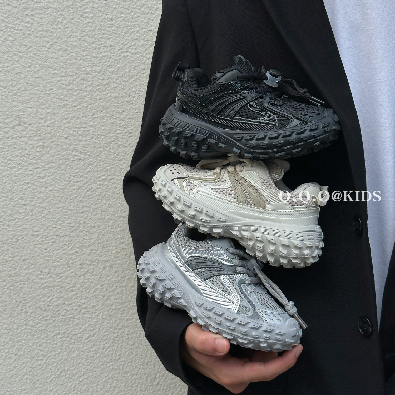 QQO Kinderschoenen 2023 Herfst Nieuwe Jongens Mode Tucker Tire Schoenen Antislip Sportschoenen Meisjes Papa schoenen_voghion.com