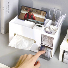 ins desktop storage box mini transparent drawer dustproof multifunctional tissue box student office compartment organizing box