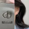 2cm silver thin ring ear buckle [925 silver needle] one-piece