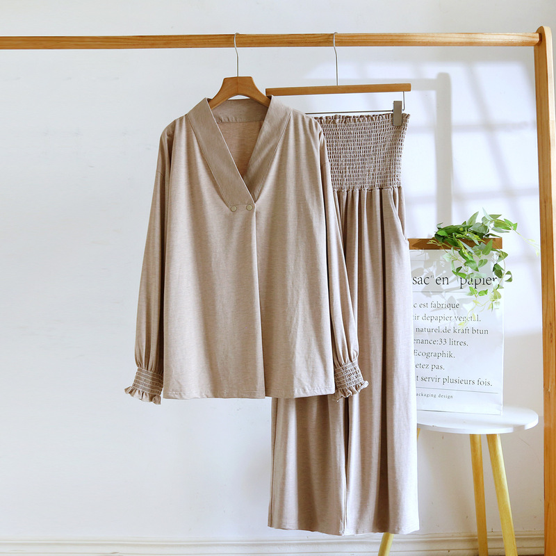 Postpartum clothing made of bamboo fiber cotton, Tianzhu home sleepwear, nursing set for prenatal and postnatal pregnant women, thick style for spring, autumn, and winter Postpartum clothing made of bamboo fiber cotton, Tianzhu home sleepwear, nursing set for prenatal and postnatal pregnant women, thick style for spring, autumn, and winter