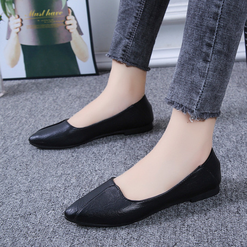 Soft two-wear flat shoes black  spring new shoes versatile professional shoes small leather shoes women's shoes trendy