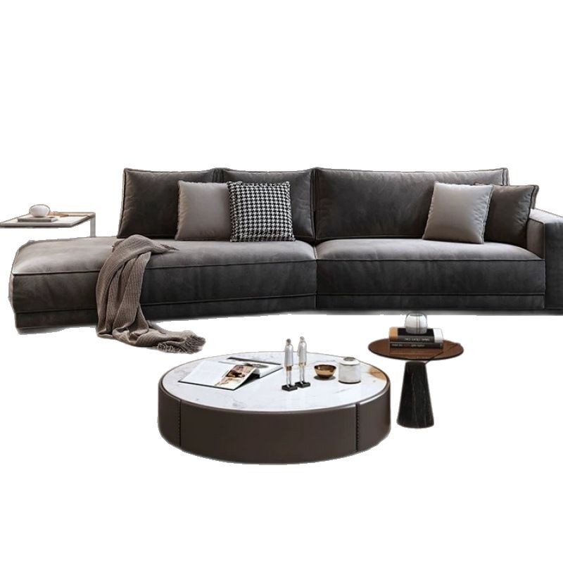 Sala de estar de lujo ligero Sofá de tela de tecnología de terciopelo esmerilado italiano simple y minimalista, apartamento grande y pequeño, sofá de forma especial de celebridad de Internet simple