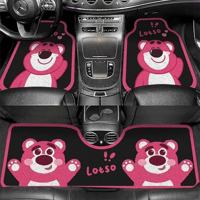 Universal Foot Pad universally sized, durable and non-slip, with a - strawberry-bear-black-car-mat-5060cm-front-row-wire-loop