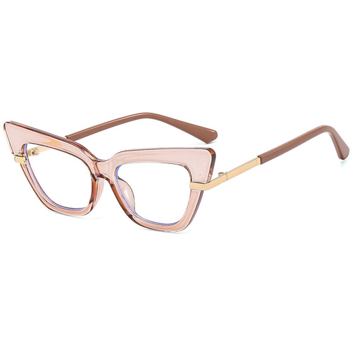 Future Wind Exaggerated Cat-Eye Anti-Blue Light Glasses for Women, Retro Square Frame, Plain Glasses, Ins Round Face, Natural Makeup, Prescription Frames