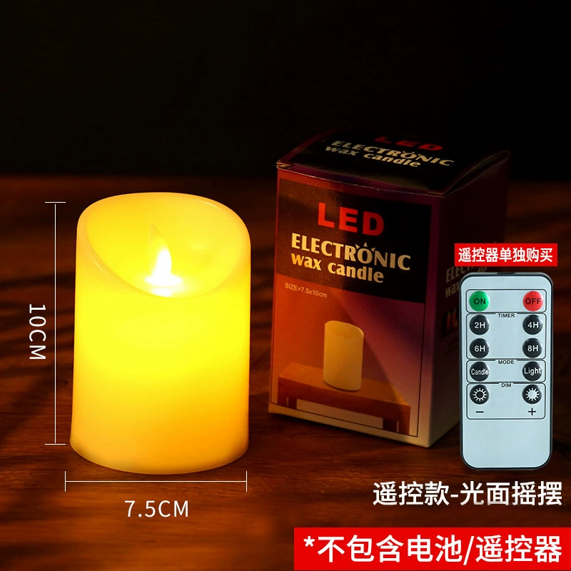 Электронная LED-свеча, пульт дистанционного управления, разные размеры (5×7–7.5×20 см), варианты с перезаряжаемой и батарейной работой