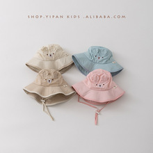 一潘 韩国婴儿防晒帽夏季ins速干遮阳帽小熊男女童宝宝帽子渔夫帽