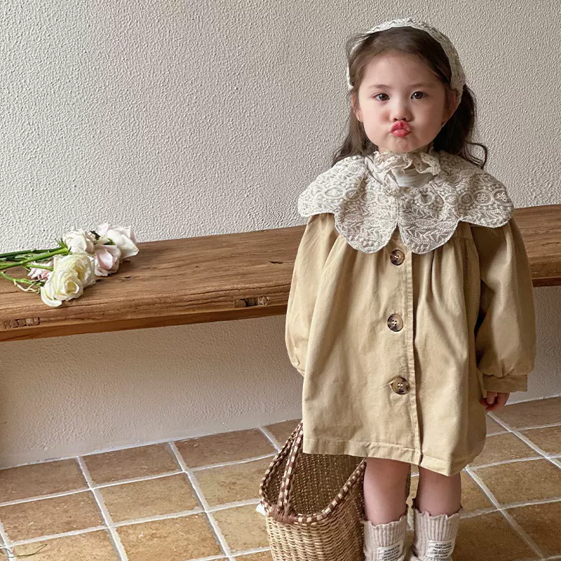 女童风衣2025秋季新款儿童时尚英伦风中长款上衣女宝宝春秋装外套