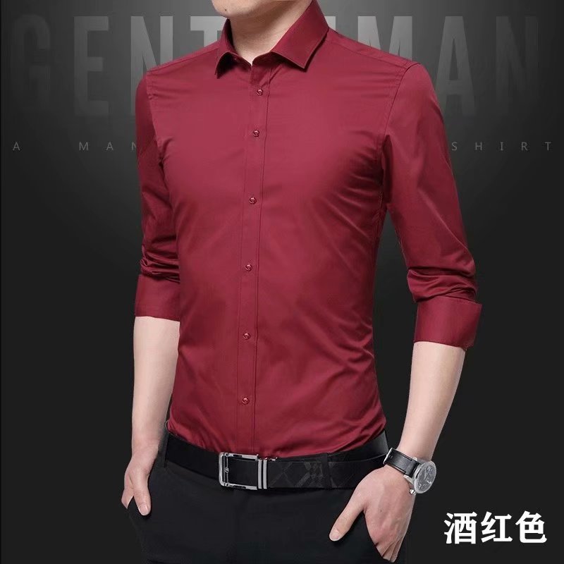 Primavera y otoño camisa blanca de manga larga de los hombres de negocios de moda delgada estilo coreano camisa guapo ropa formal profesional camisa de los hombres de moda