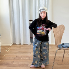 维木童装女童牛仔裤秋季2025新款儿童休闲洋气阔腿裤裤子宝宝长裤