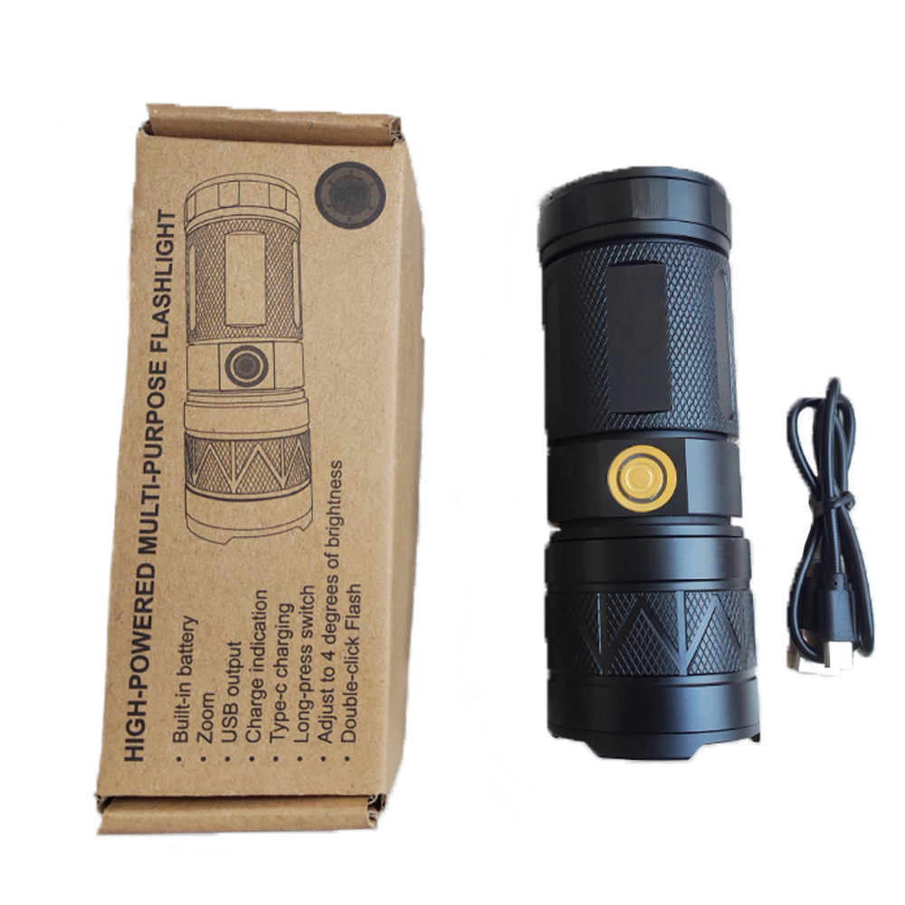 Transfronterizo TikTok Venta caliente en vivo pistola de acero pequeña láser blanco 30W zoom iluminación al aire libre pesca nocturna linterna multifunción