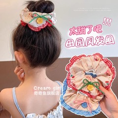 女の子の甘いレースの髪の輪は髪の毛の子供の大きいサイズの大きい腸の輪の高弾力の赤ちゃんの団子の頭のひもを刺します。