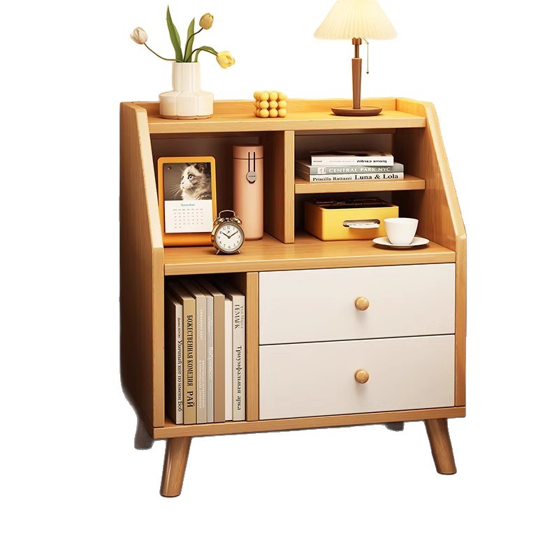 Mesa de cabezal de cama pequeña habitación de alquiler de dormitorio armario de almacenamiento junto a la cama simple estante creativo mini armario todo en uno
