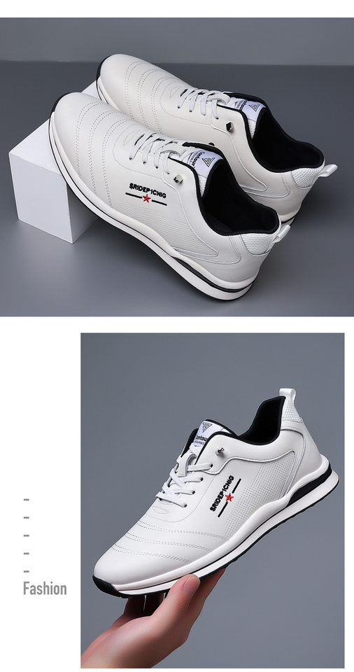 Giày sneaker nam da bò phối màu, đế cao su gót thấp 1–3 cm, dây thun tiện lợi — PZ905 màu trắng, PZ905 màu đen chi tiết 17