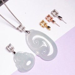 925純銀扣子高檔翡翠玉石連接扣配件項鍊吊墜扣玉佛瓜子扣頭