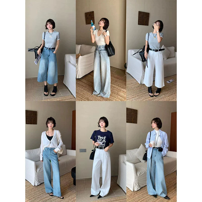 Джинсы Thirteen Lines 2025 Новые широкие джинсы для женщин Брендовая скидка Физическая трансляция Оптовые поставки