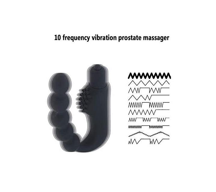 Ventricular Vibrating Anal Plug with Beads, 10-Frequency Remote-Control Silicone Massager — detail image 4