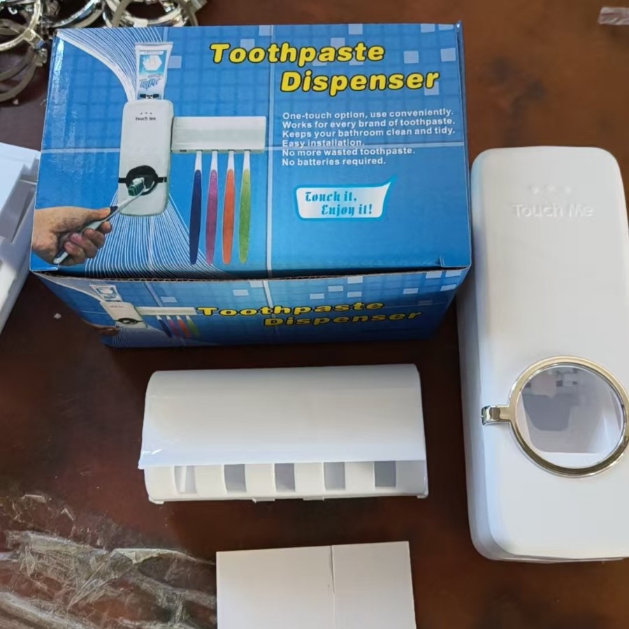 Toque me automática pasta de dientes exprimidor cepillo de dientes titular traje pasta de dientes exprimidor cepillo de dientes traje de lavado