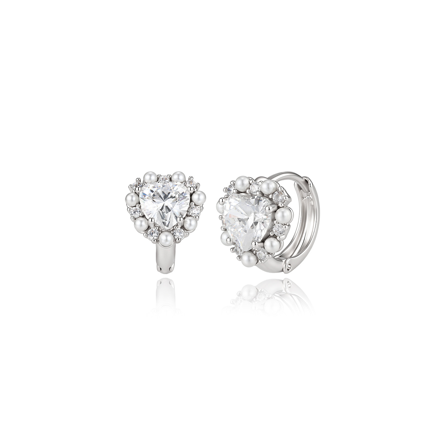Xuping simple perla amor orejas de aleación de cobre chapado blanco elegante temperamento europeo y americano orejas transfronterizas al por mayor mujeres