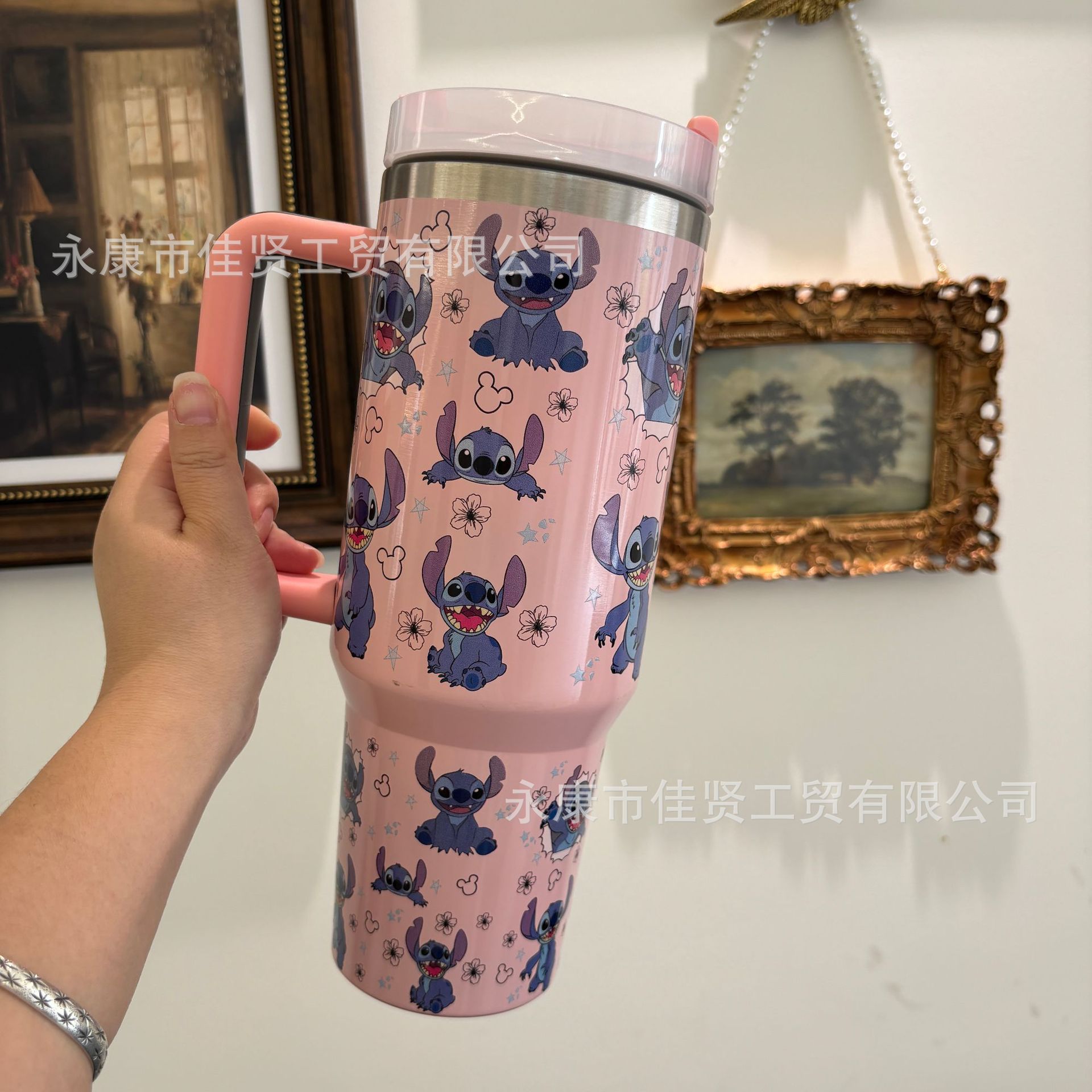 Copa Bingba transfronteriza de 40oz Copa de acero inoxidable 304 de gran capacidad, preservación del calor y preservación del frío con mango Copa de coche